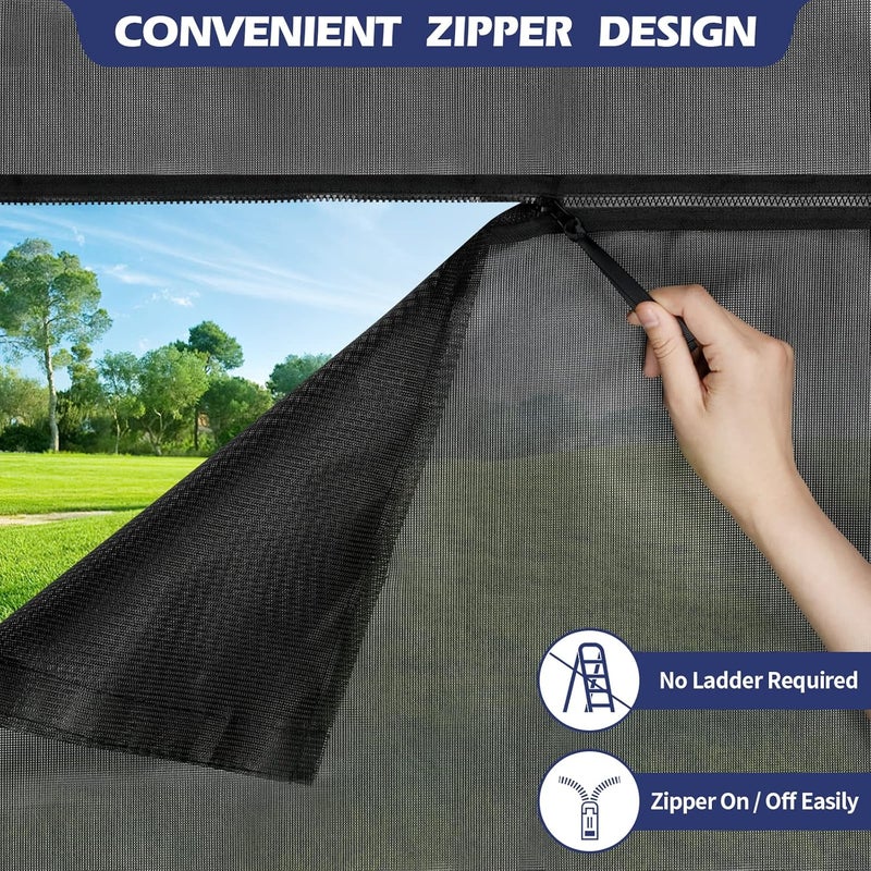 NAIMORUI RV Awning Shade Screen with Zipper, 9'X15'3' RV Awning Front Shade Screen, Black Mesh UV Blocker Sunshade Complete Kits for RV Camper Motorhome Trailer, Black - Image 4